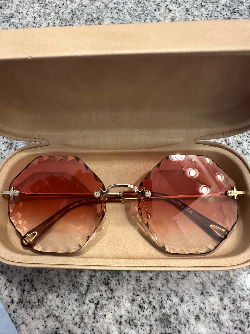 Chloe Rimless Octagon Sunglasses - Pink Gradient Lenses